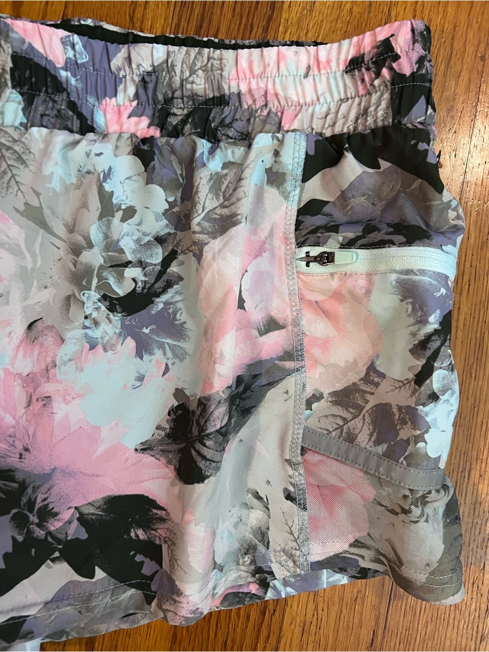 Fabletics Pink Gray Floral Athletic Shorts